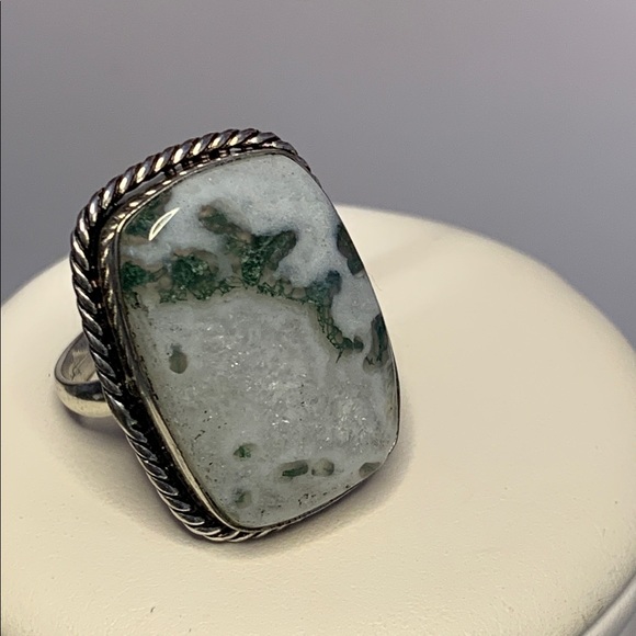 Jewelry - Moss Agate Stone Ring 925 Stamp